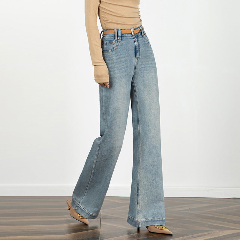 Embroidered Jeans High Waist Slim Drape Flared Pants image 2