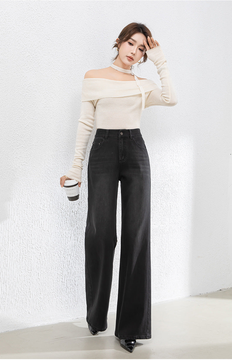 High Waist Jeans Loose Drape Mopping Pants image 13
