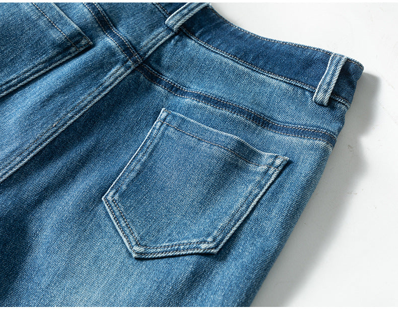 Contrast Patchwork Jeans Draped High Waist Wide Leg Pants image 17