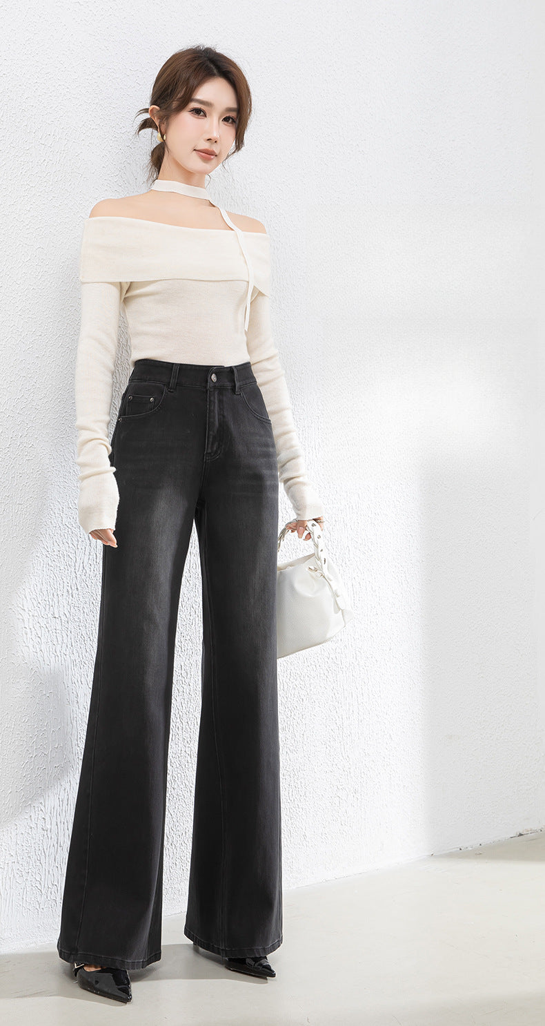 High Waist Jeans Loose Drape Mopping Pants image 7