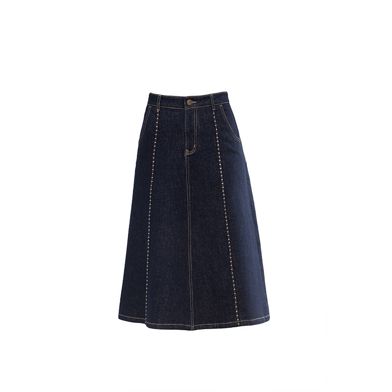 Colorfast High Waist A-Line Denim Skirt image 4
