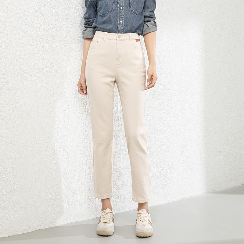 Cigarette Ankle Pants Stretch Soft Straight Jeans - Off-white, 27 image