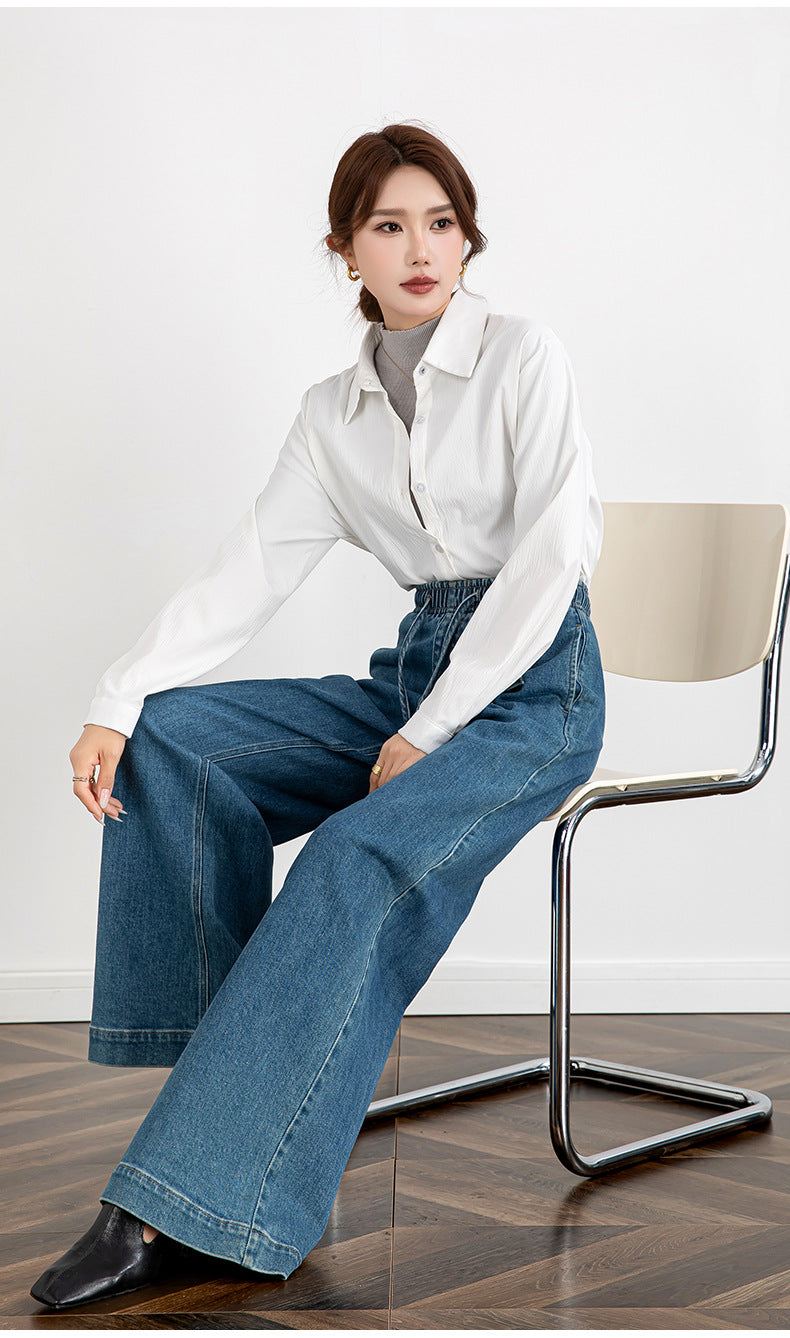 Elastic Waist Loose Jeans with Long Length image 14