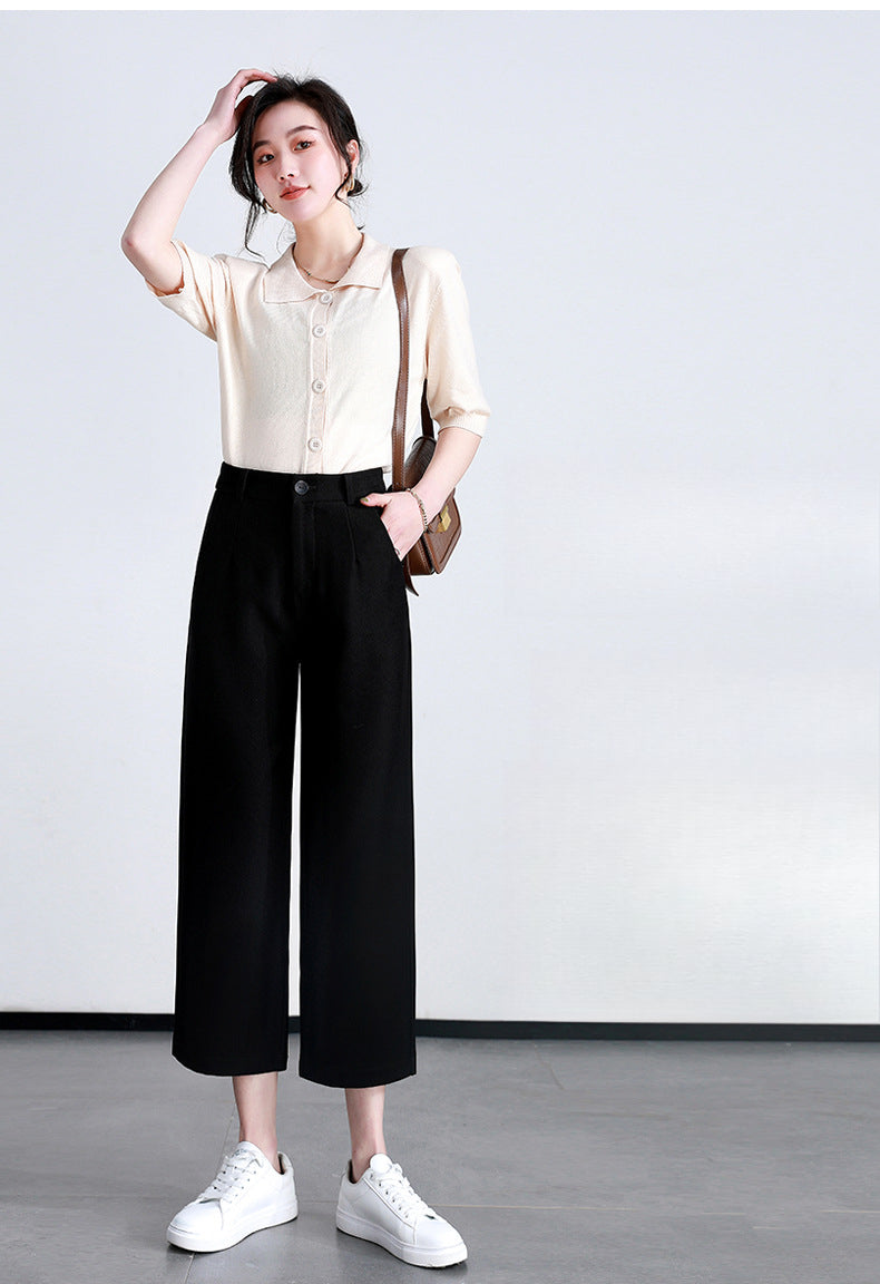 Loose Slim Casual Pants Thin Three-quarter Wide-leg Pants image 7