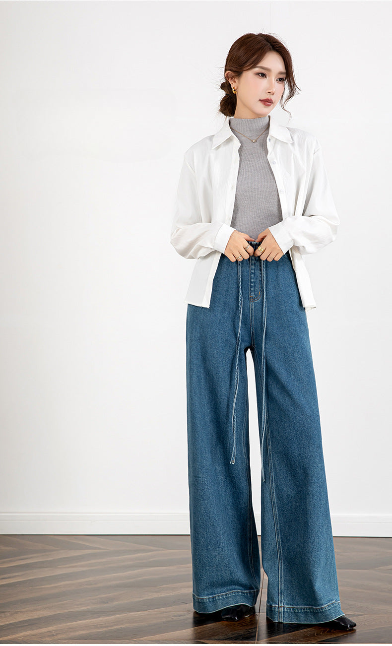 Elastic Waist Loose Jeans with Long Length image 7