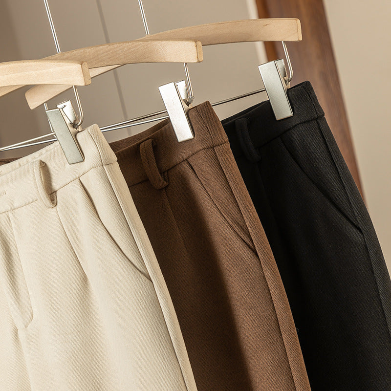 Casual High Waist Straight Maillard Trousers image 2