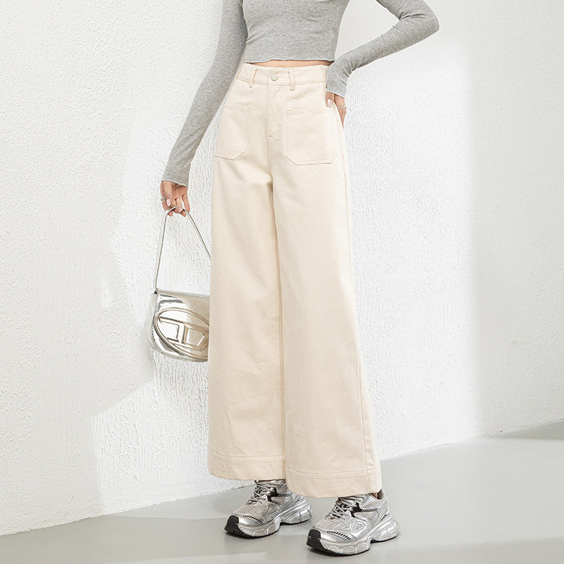 Cotton Denim Wide-leg Pants Loose High Waist Nine-point Pants image 2