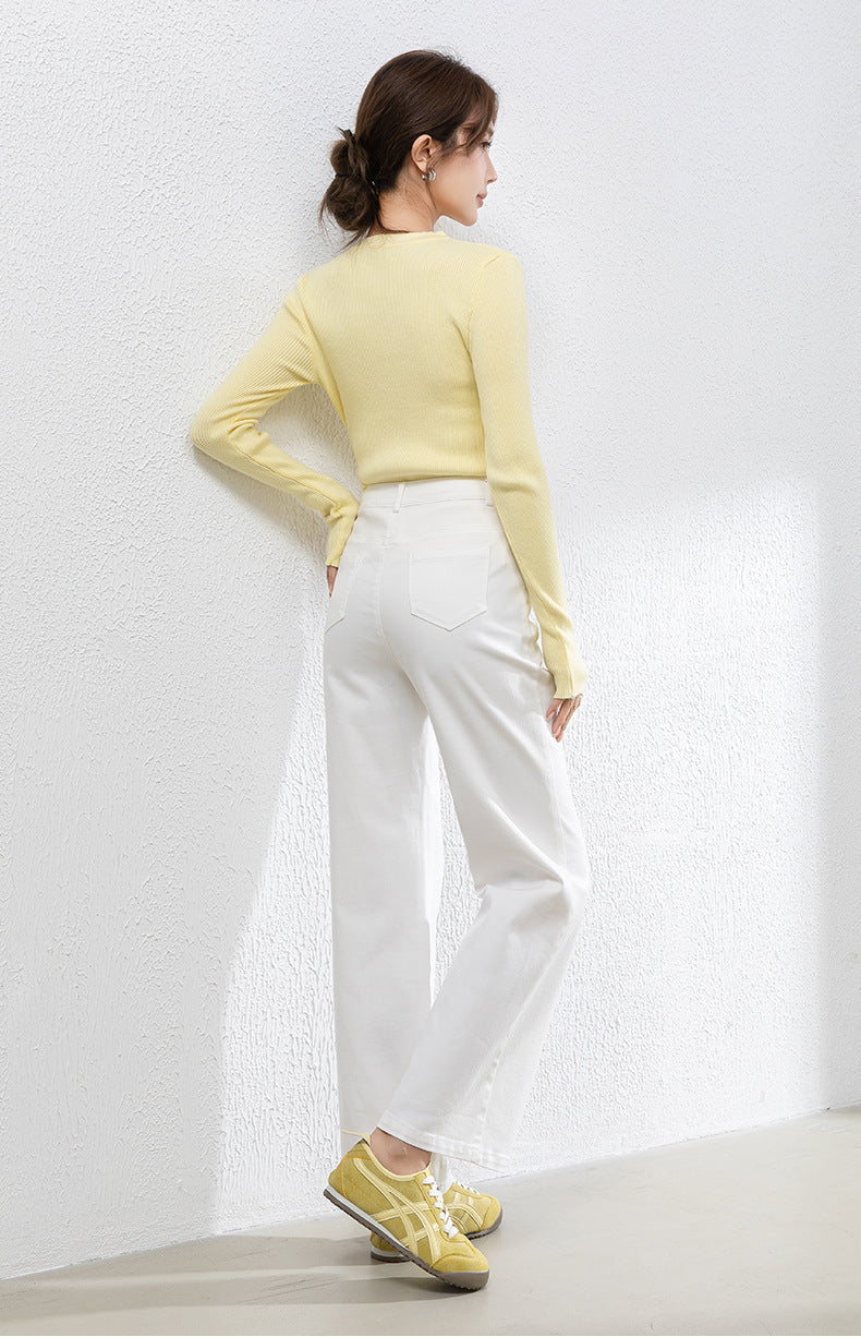 Denim Straight Pants High Waist Loose Nine-point Wide-leg Pants image 14