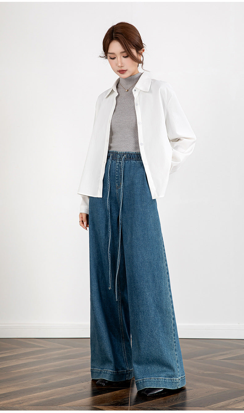 Elastic Waist Loose Jeans with Long Length image 13