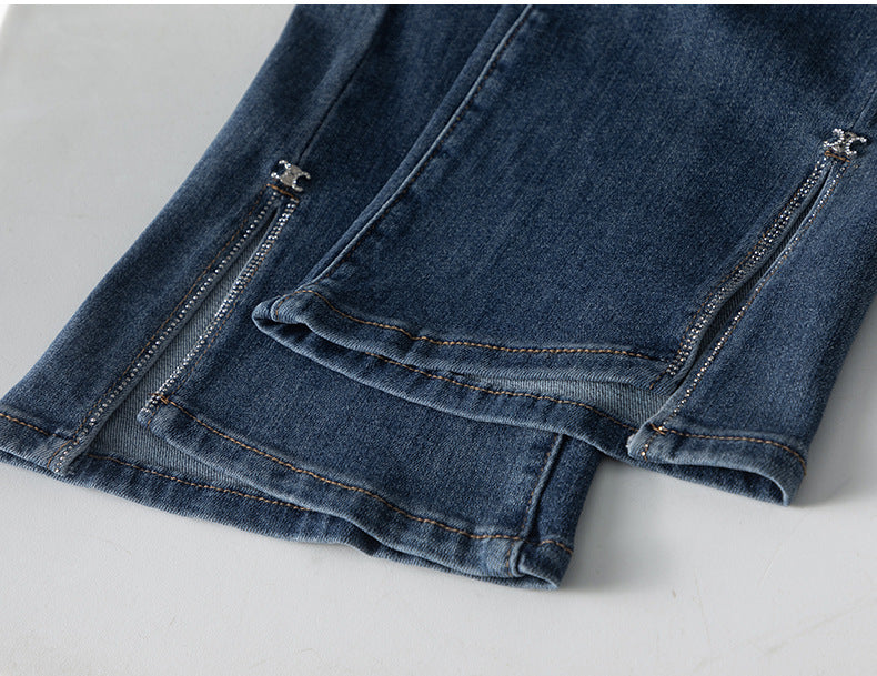 Diamond-studded Jeans High Waist Elastic Flared Pants image 19