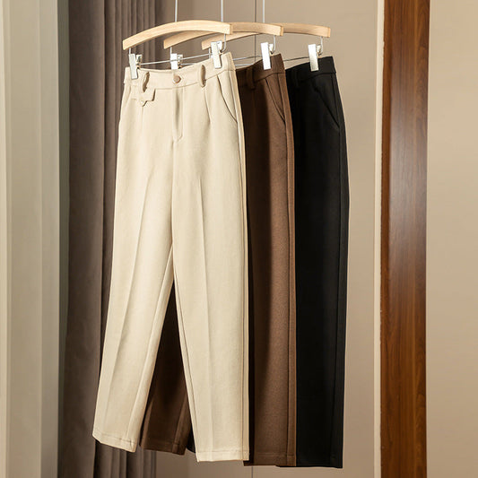 Casual High Waist Straight Maillard Trousers image 1