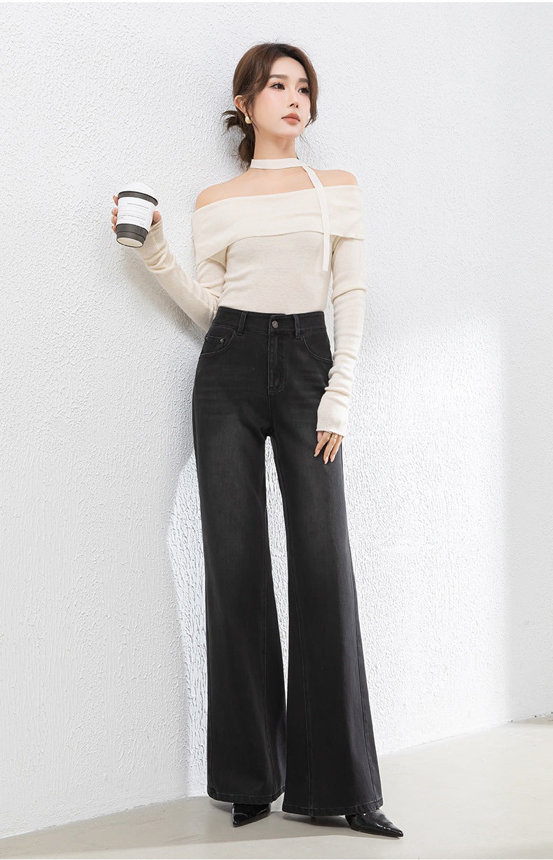 High Waist Jeans Loose Drape Mopping Pants image 12
