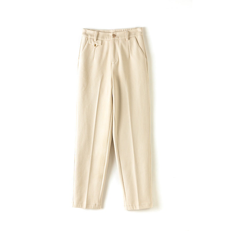 Casual High Waist Straight Maillard Trousers image 4