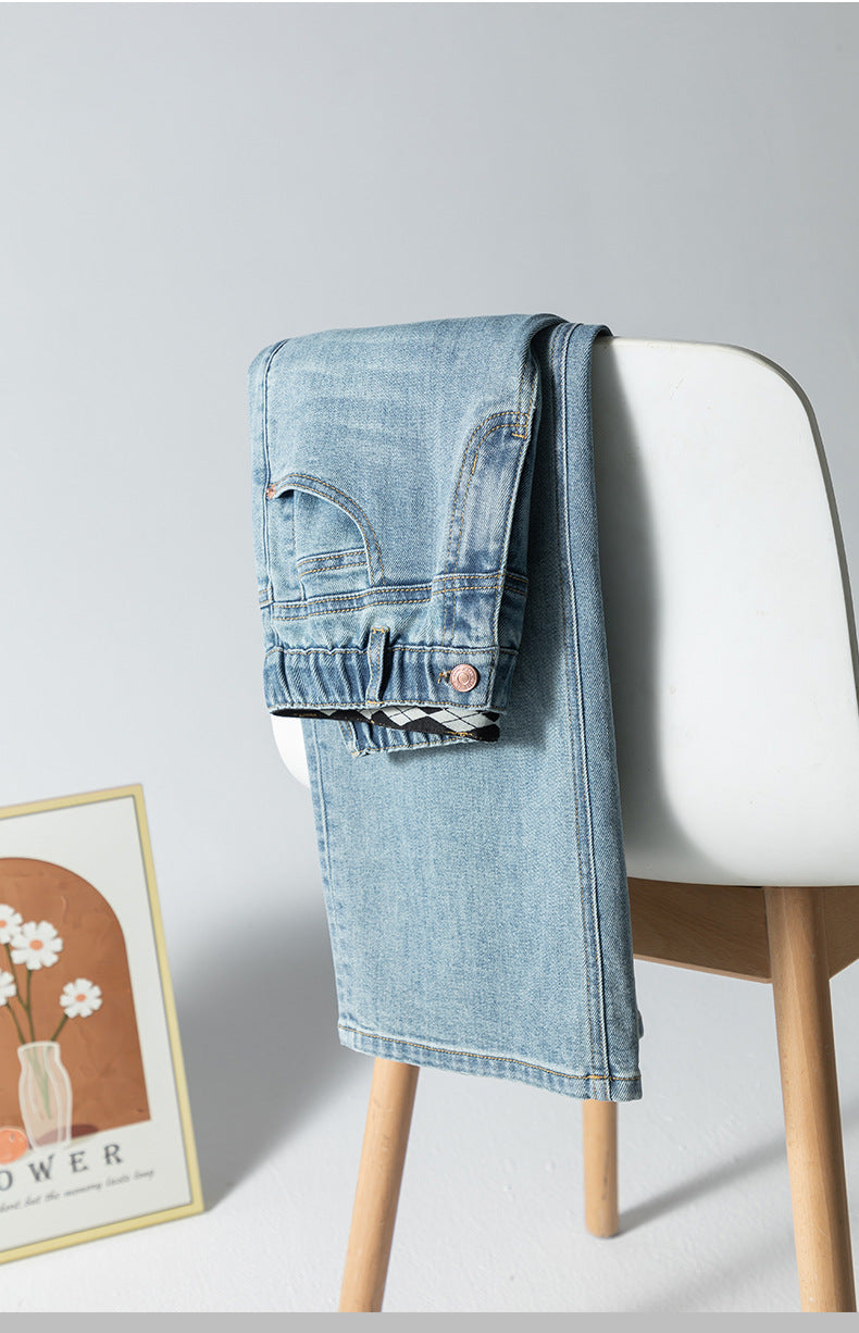 Elastic Waist Loose Jeans High Waist Drape Wide Leg Pants image 16