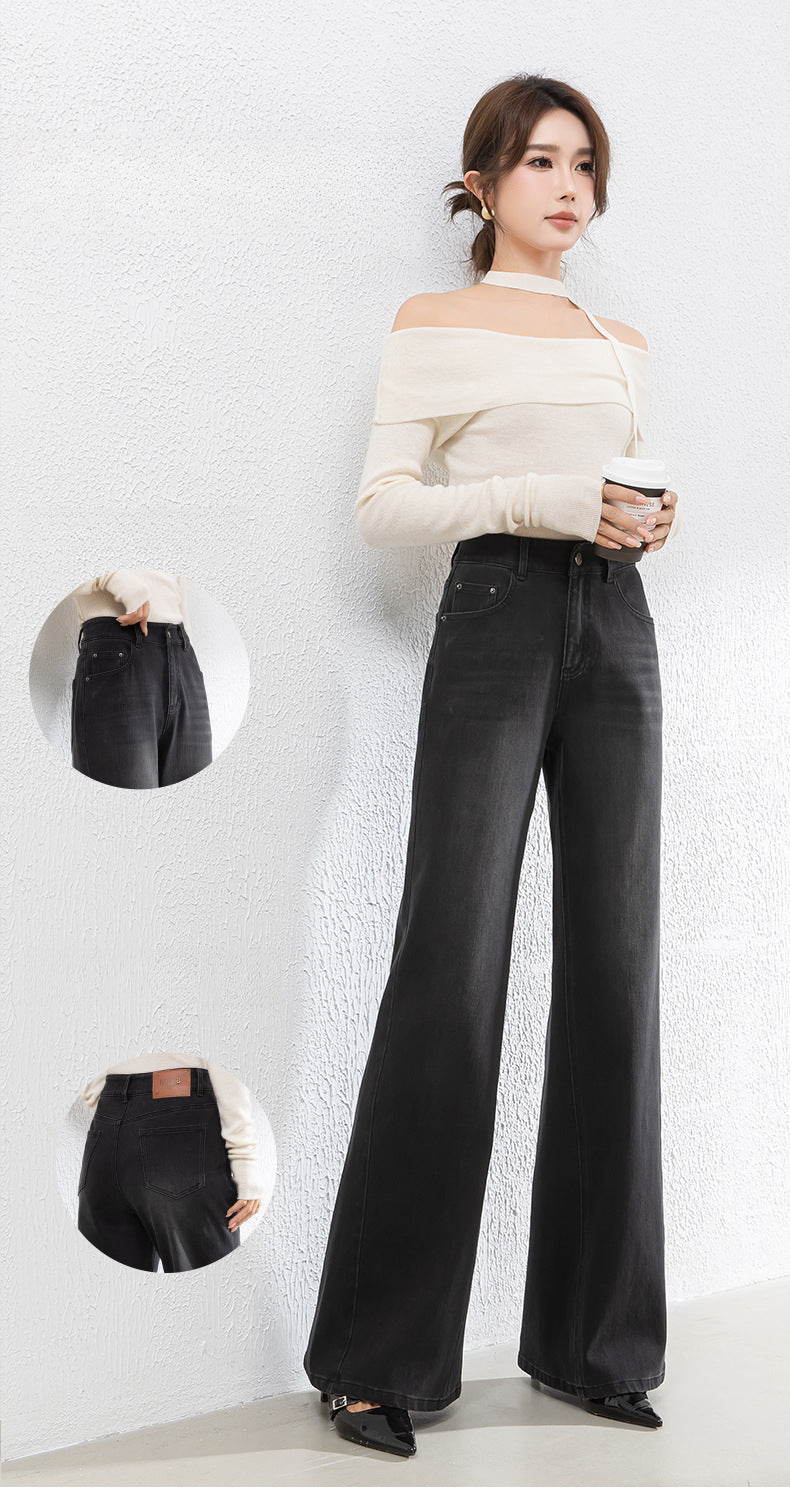 High Waist Jeans Loose Drape Mopping Pants image 9
