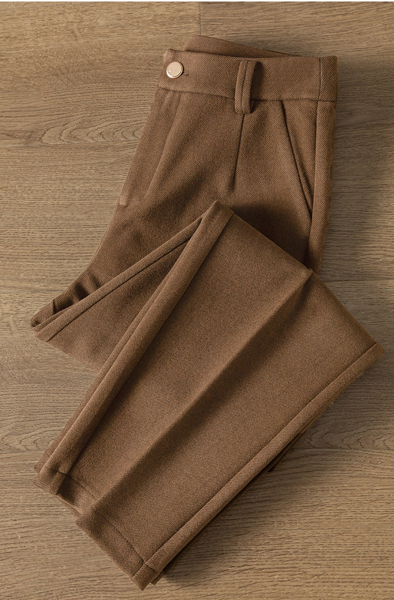 Casual High Waist Straight Maillard Trousers image 13
