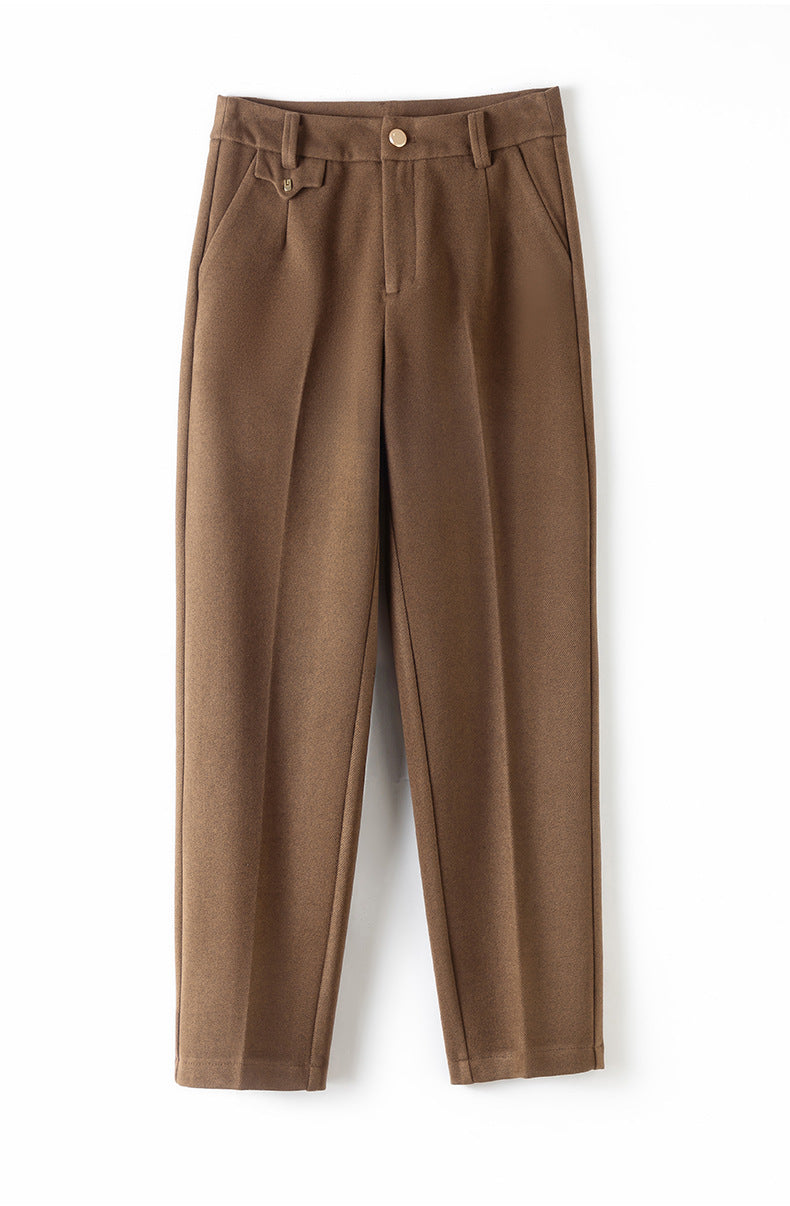Casual High Waist Straight Maillard Trousers image 14