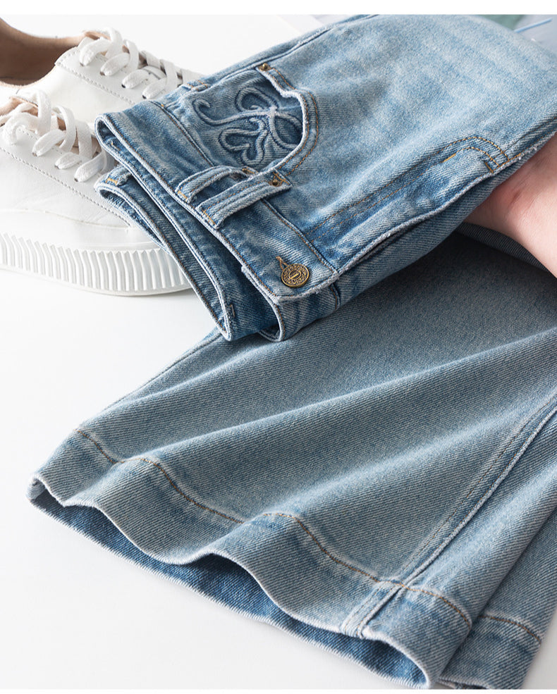 Embroidered Jeans High Waist Slim Drape Flared Pants image 16