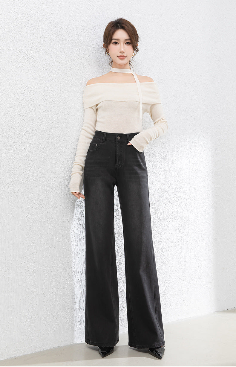High Waist Jeans Loose Drape Mopping Pants image 10