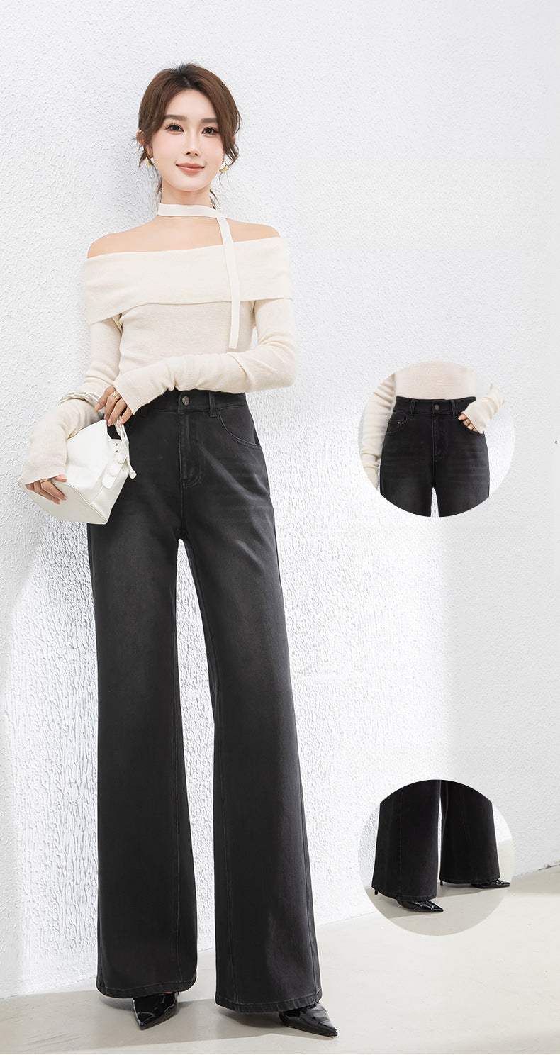 High Waist Jeans Loose Drape Mopping Pants image 8