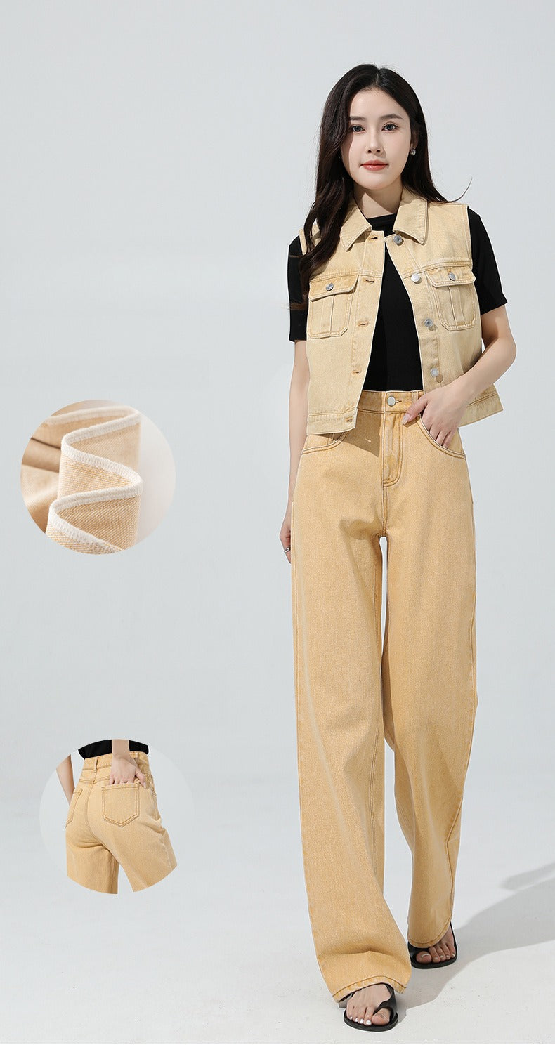 Cotton Jeans Loose Simple Wide-leg Mopping Pants image 9