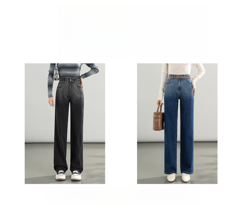 Hot Diamond Gradient Shadow Jeans High Waist Wide Leg Pants image 7