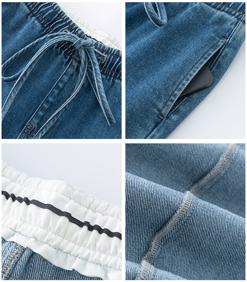 Elastic Waist Loose Jeans with Long Length image 10
