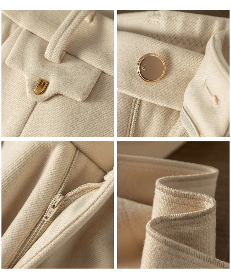 Casual High Waist Straight Maillard Trousers image 9