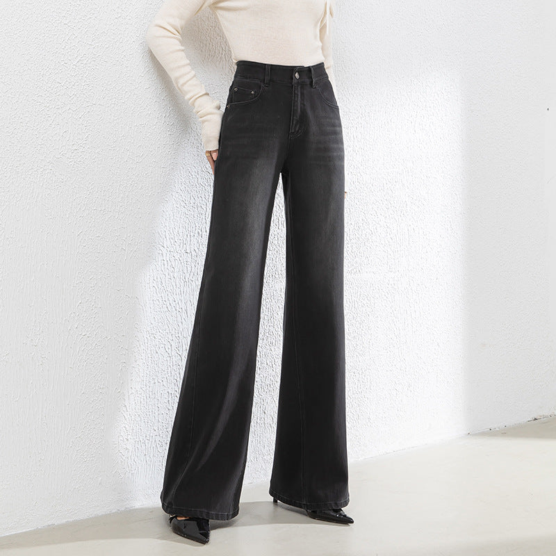 High Waist Jeans Loose Drape Mopping Pants image 1