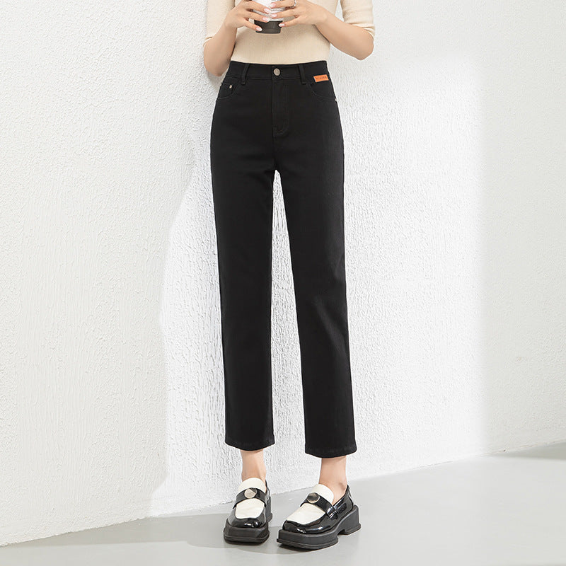 Cigarette Ankle Pants Stretch Soft Straight Jeans - Black, 31 image