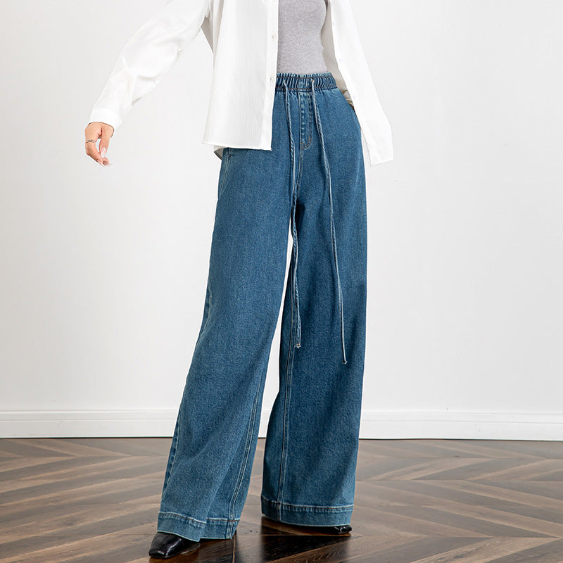 Elastic Waist Loose Jeans with Long Length image 2