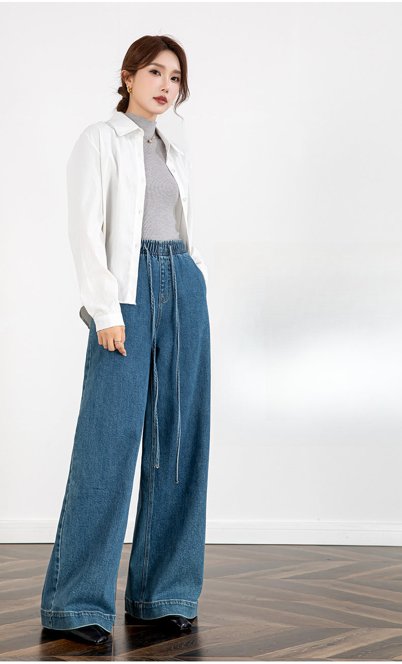 Elastic Waist Loose Jeans with Long Length image 8