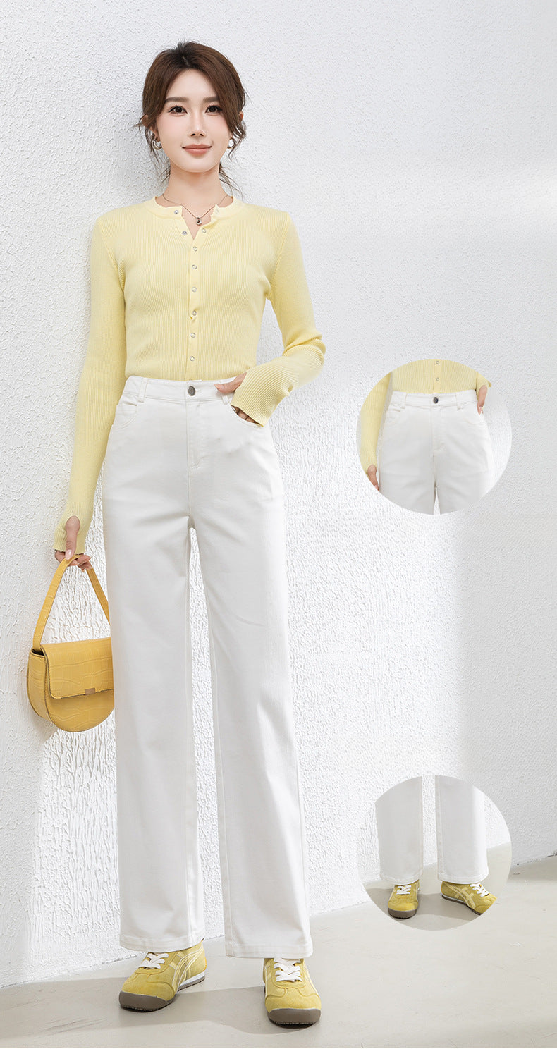 Denim Straight Pants High Waist Loose Nine-point Wide-leg Pants image 8