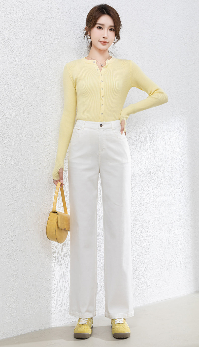 Denim Straight Pants High Waist Loose Nine-point Wide-leg Pants image 6
