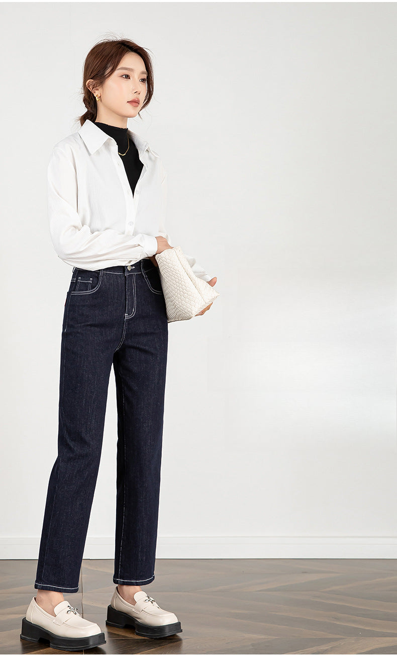 High-waisted Slim-fit Fade-resistant Straight-leg Trousers image 10