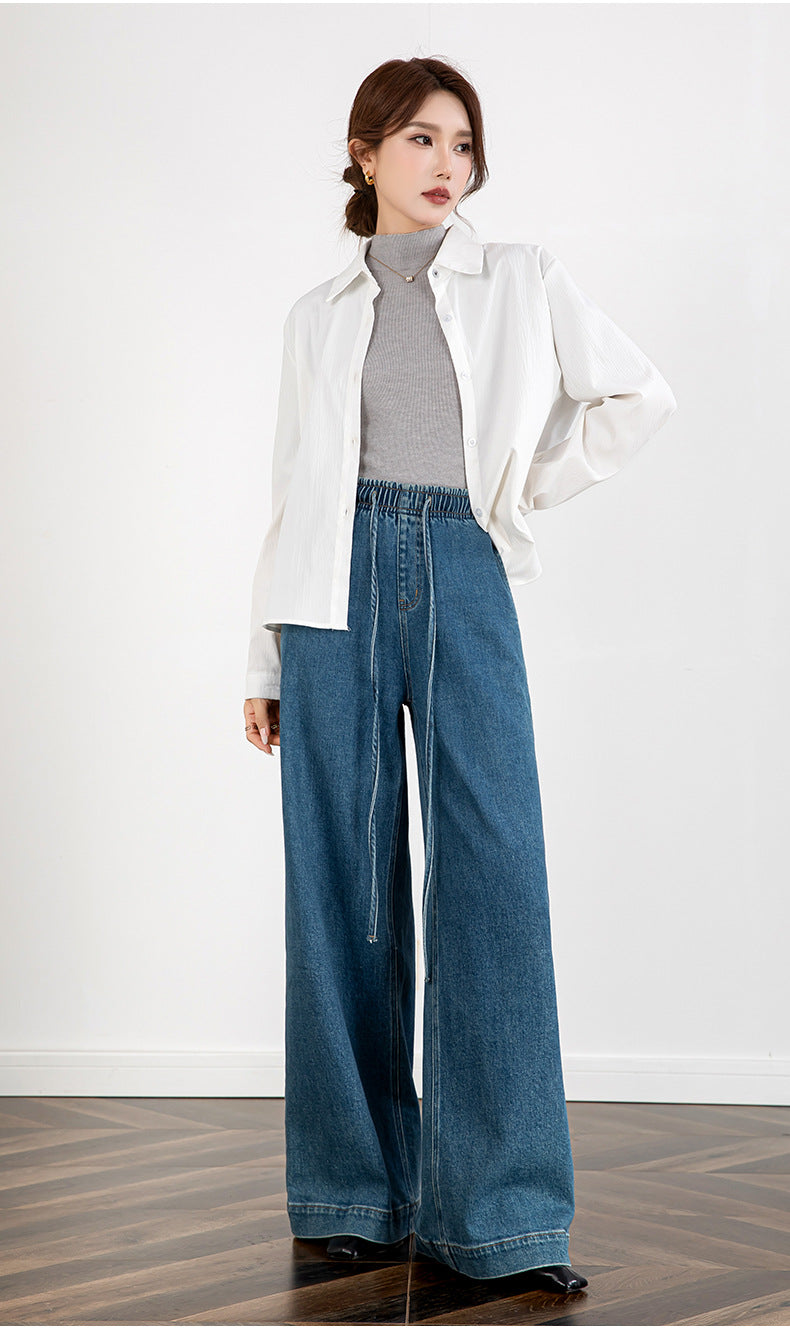 Elastic Waist Loose Jeans with Long Length image 12