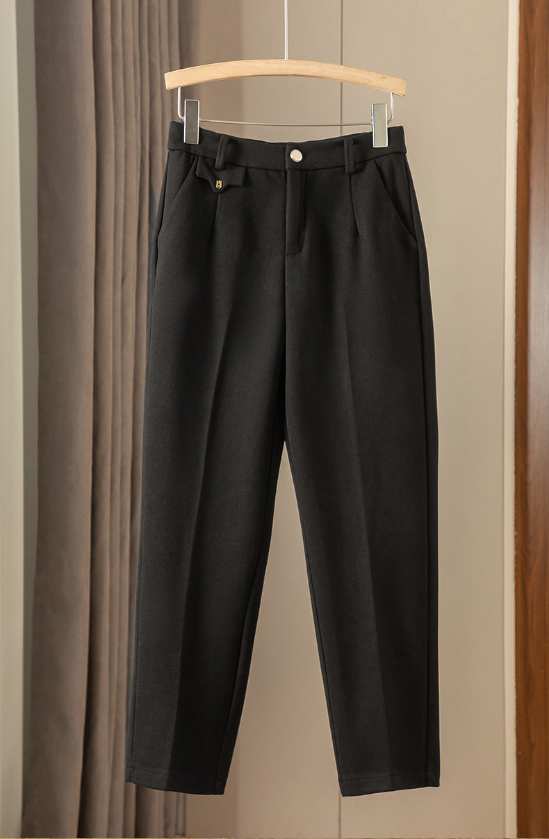 Casual High Waist Straight Maillard Trousers image 10