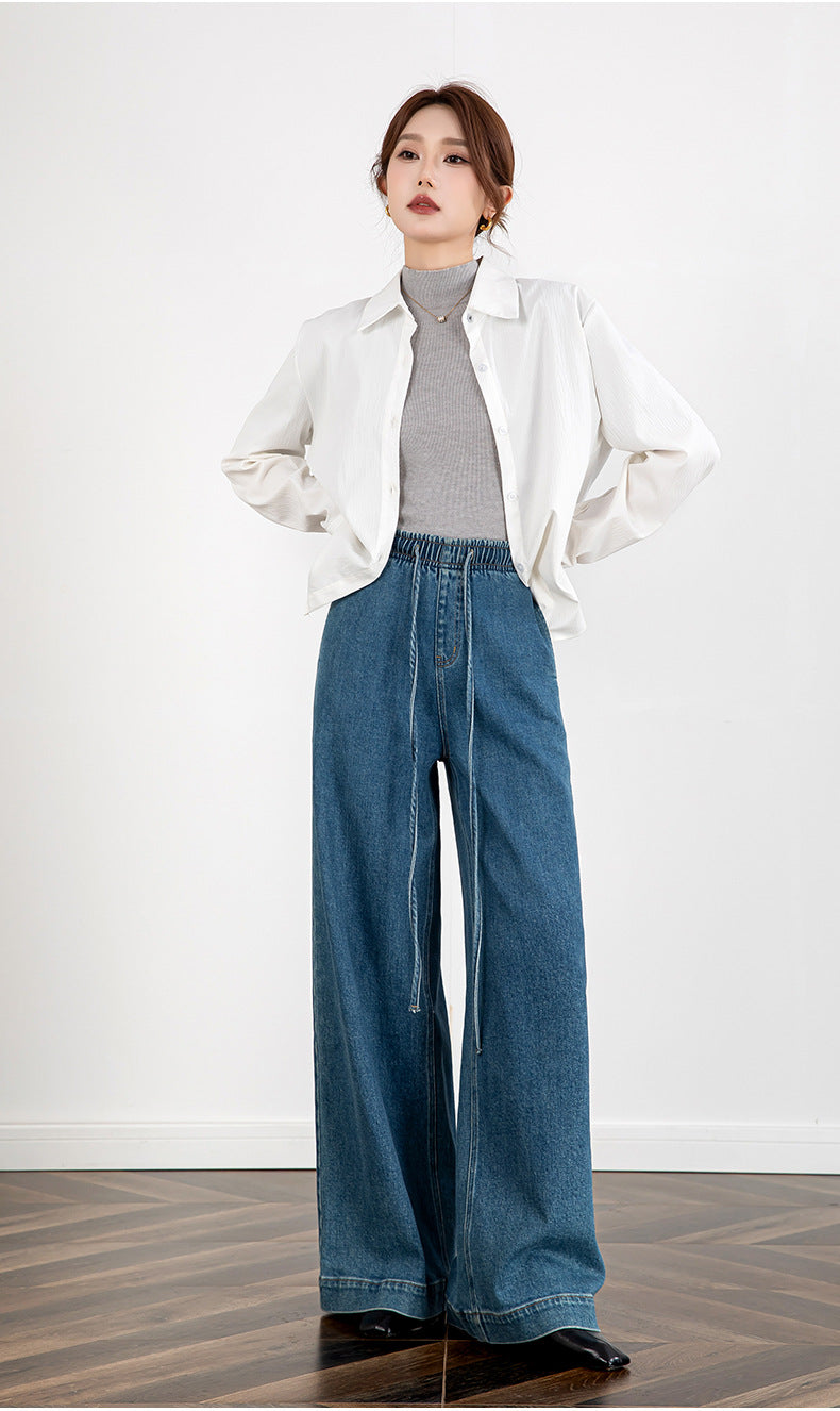Elastic Waist Loose Jeans with Long Length image 11