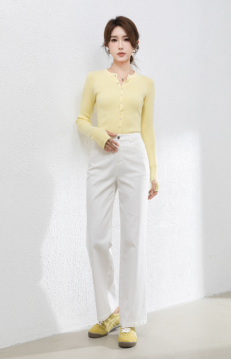 Denim Straight Pants High Waist Loose Nine-point Wide-leg Pants image 11