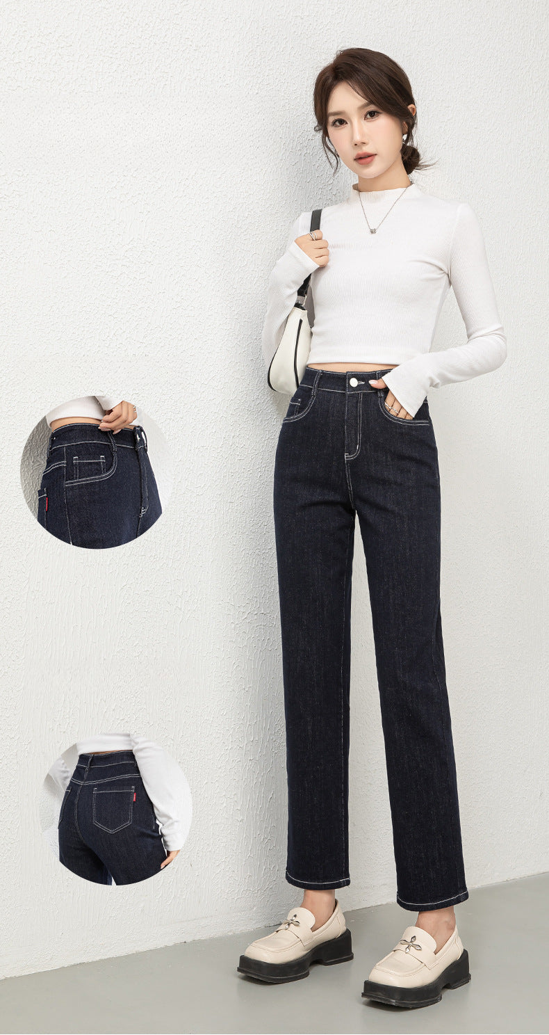 Denim Cigarette Pants High Waist All-match Straight Pants image 9