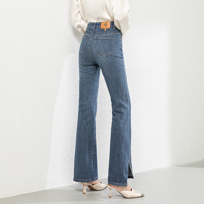 Diamond-studded Jeans High Waist Elastic Flared Pants image 3