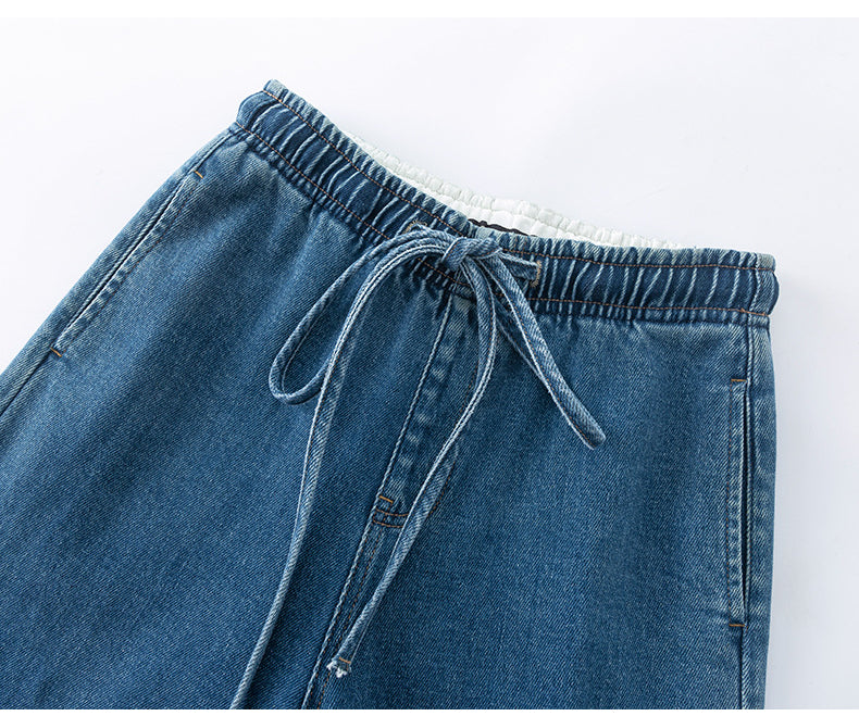 Elastic Waist Loose Jeans with Long Length image 16