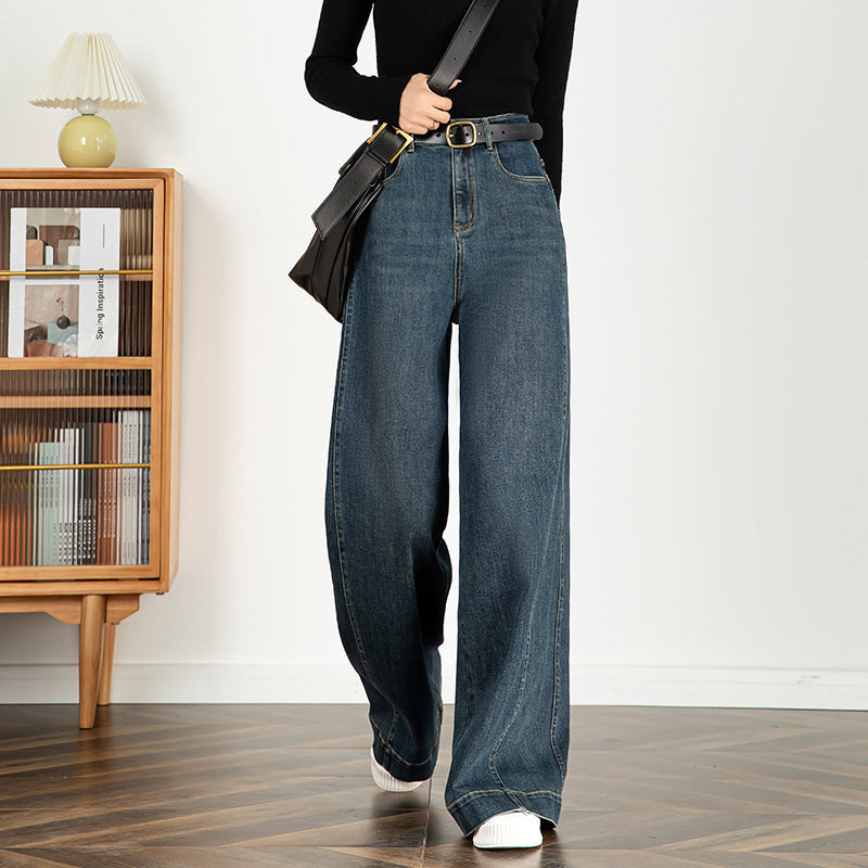 Vintage Jeans High Waist Wide Leg Pants - dark blue, 2XL image