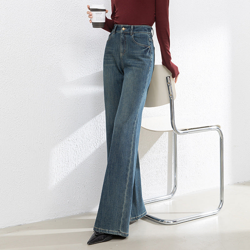Retro Denim Flared High Waist Loose Mopping Pants image 2