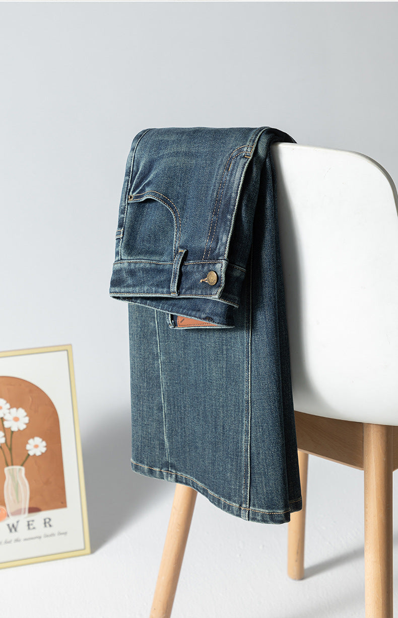 Retro Denim Flared High Waist Loose Mopping Pants image 17