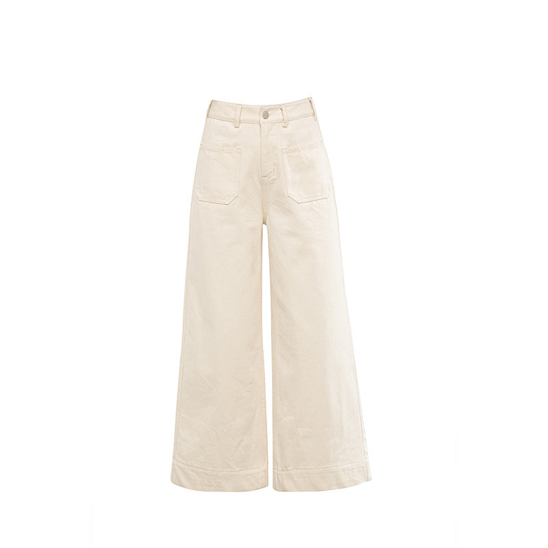 Cotton Denim Wide-leg Pants Loose High Waist Nine-point Pants image 4