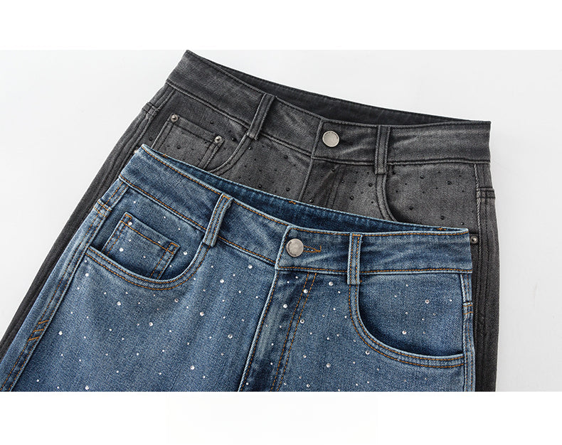 Hot Diamond Gradient Shadow Jeans High Waist Wide Leg Pants image 19