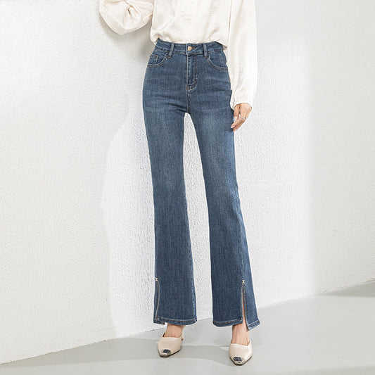 Diamond-studded Jeans High Waist Elastic Flared Pants image 0