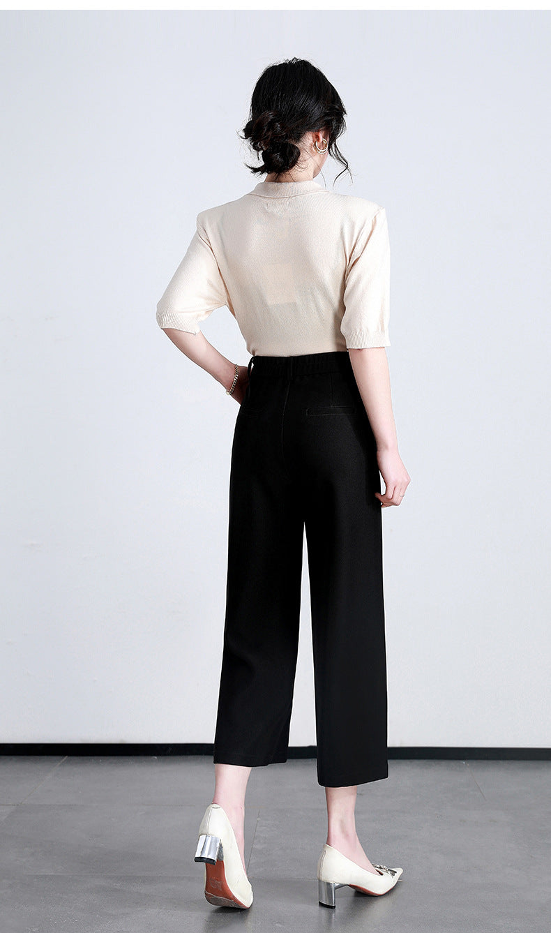 Loose Slim Casual Pants Thin Three-quarter Wide-leg Pants image 15