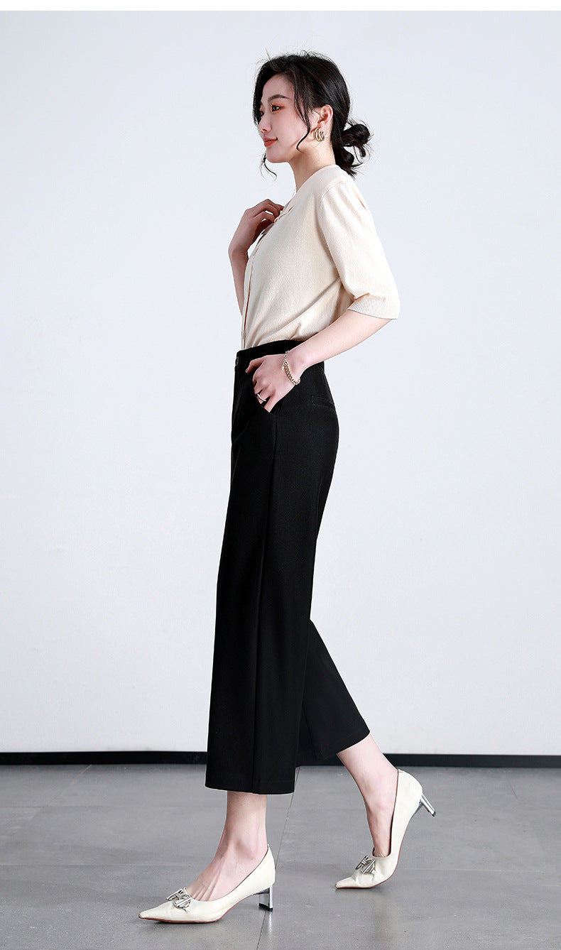 Loose Slim Casual Pants Thin Three-quarter Wide-leg Pants image 13